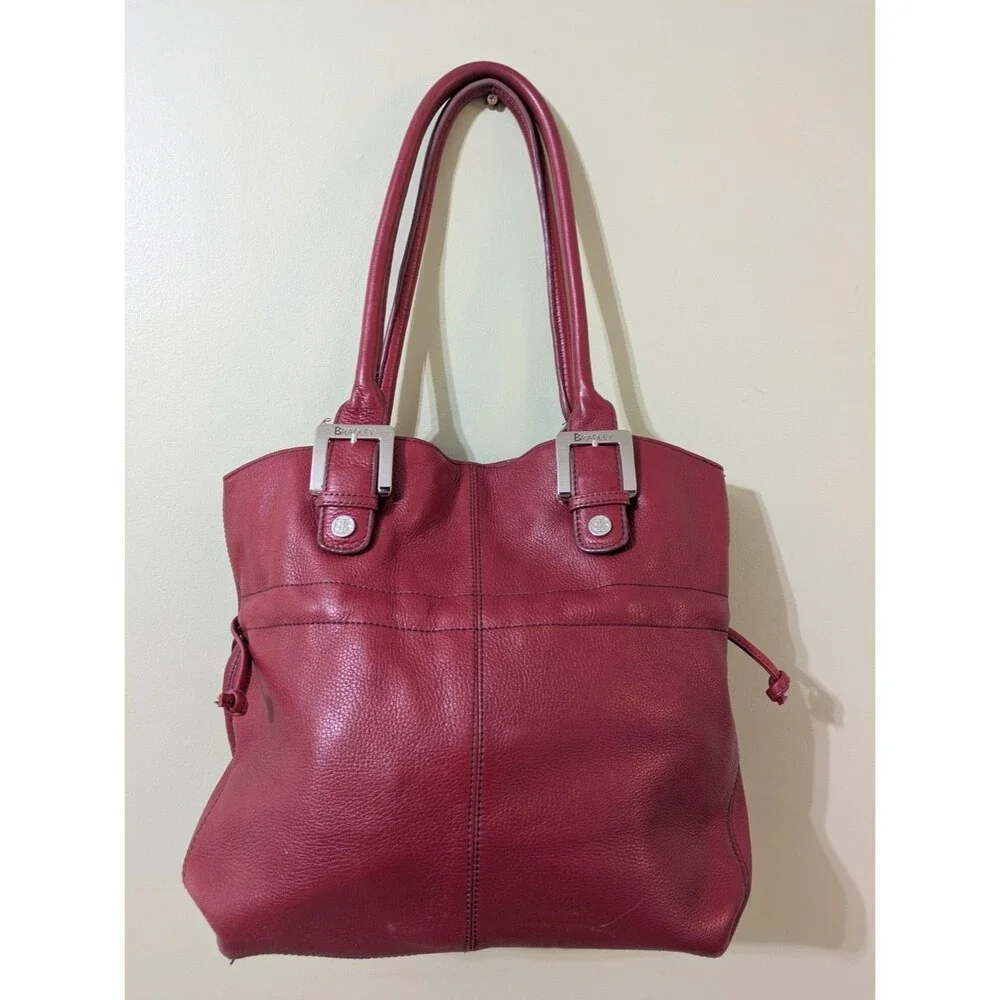 Bradley Large Red Shoulder Bag With Black Inlay, Quality Heavy Leather! Not Vera - Picture 8 of 12